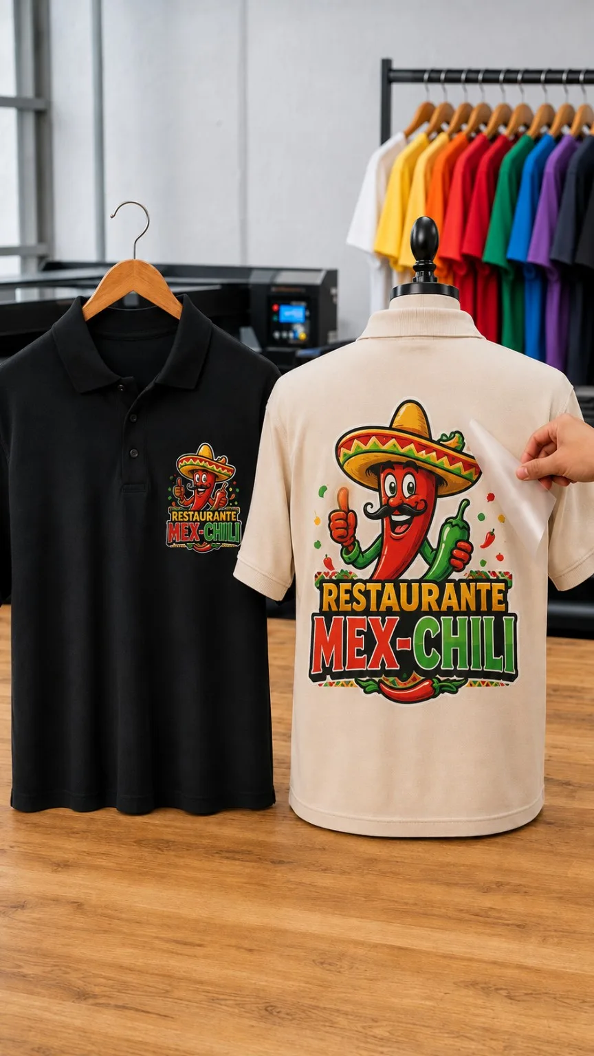 Polos personalizados mediante transfer y DTF